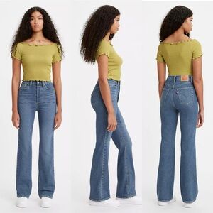 Levi’s Ribcage Boot Super High Rise Through Hip & Thigh Jeans Summer Slide Blue